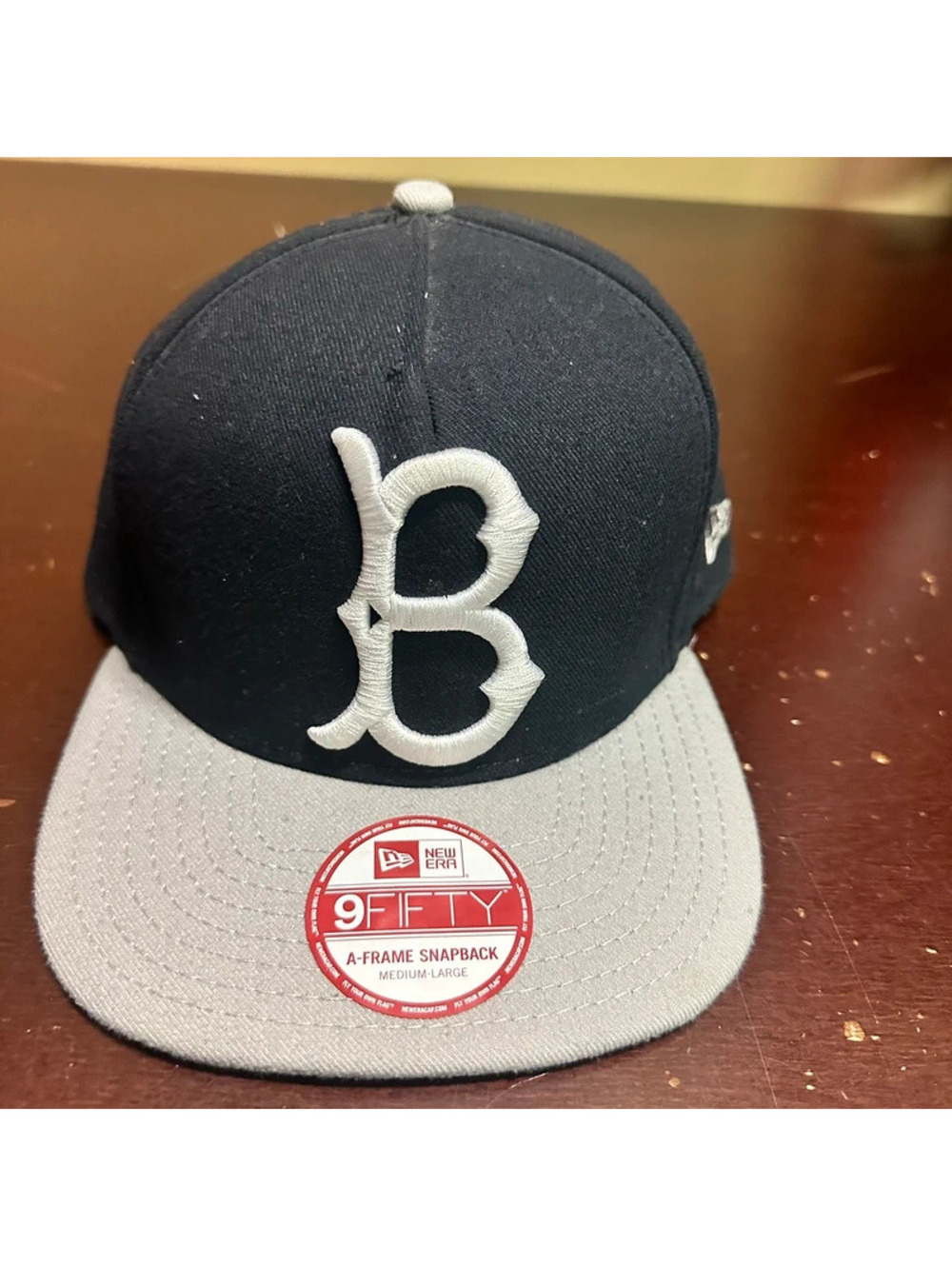 Brooklyn Dodgers retro logo blue gray new era snapback hat